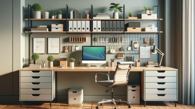 Rangement vertical : optimisez l’espace de votre bureau avec style